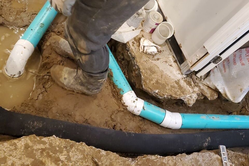 sewer line installation by a plumber